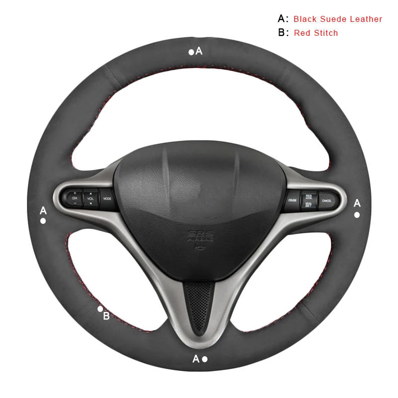 Чехол для ручного шитья рулевого колеса для Honda Civic 8 2006-2011(3 спицы) Авто оплетка на рулевом колесе крышка автостайлинг - Название цвета: Suede Leather