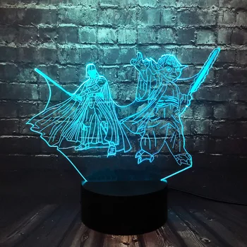 

Cartoon Star War Yoda black knight 3D Night Light Illusion Visual LED Bedroom Decoration Table Lamp Holiday Birthday Kid Toy