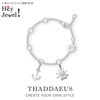 

Anchor & Rudder Charm Bracelets Link Chain 925 Sterling Silver Lucky Trendy Fashion Club Jewelry Europe Style Women Girls Gift