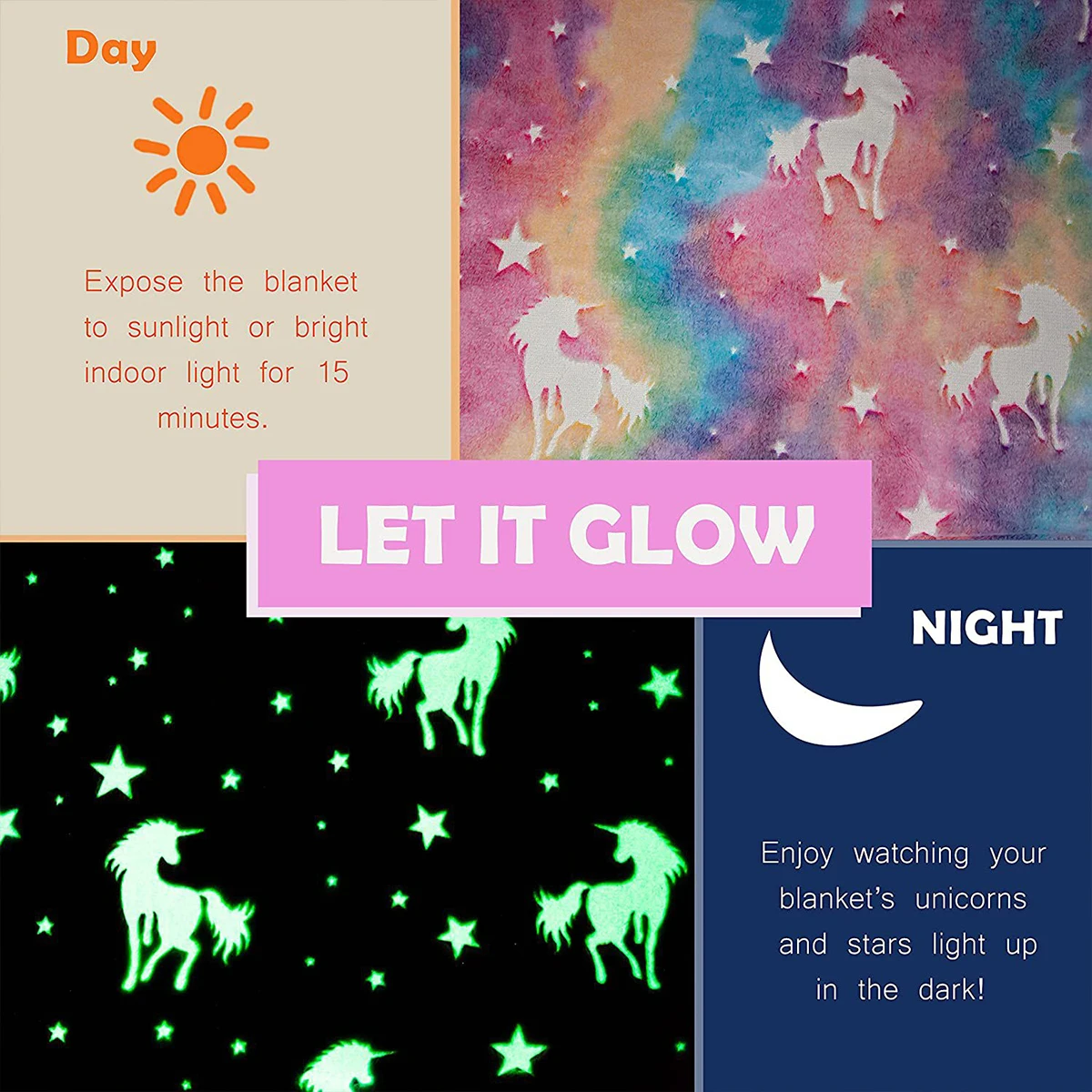 Unicorn Glowing Luminous Fluffy Soft Blanket