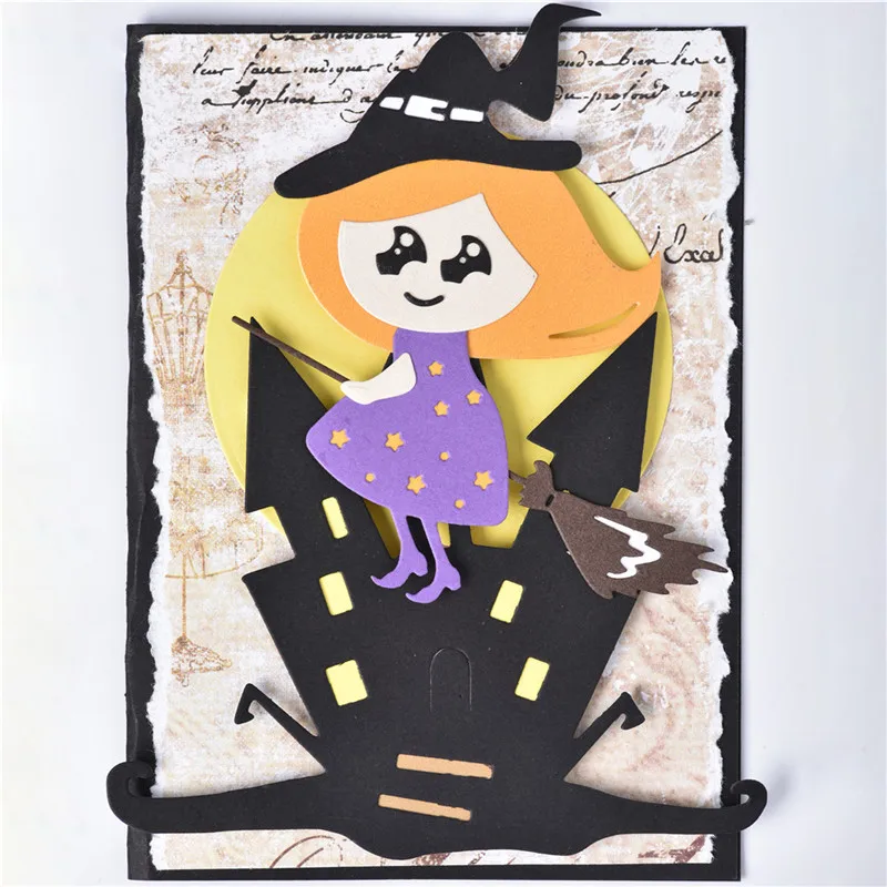 YESZ Cutting Die Halloween Witch Cutting Dies DIY Scrapbooking Paper Card Album Emboss Stencil