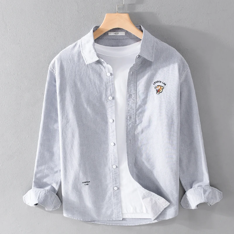 New Designer Embroidery Long-Sleeved Brand Cotton Shirts Men Casual Solid  Fashion White Tops Clothing Camisa Masculina Chemise - AliExpress 200000343
