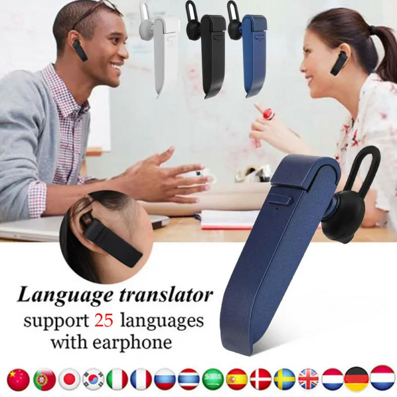 

Portable Smart Wireless Bluetooth 5.0 Earphone Face to Face Translating 25 Languages Translator Earphone Ear Hook Headset