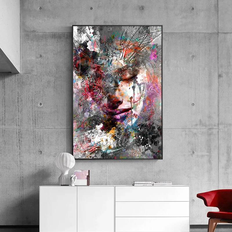 

Graffiti Art Tearful Girl On Canvas Print Painting Nordic Poster Wall Art Picture For Living Noom Home Decoration Frameless