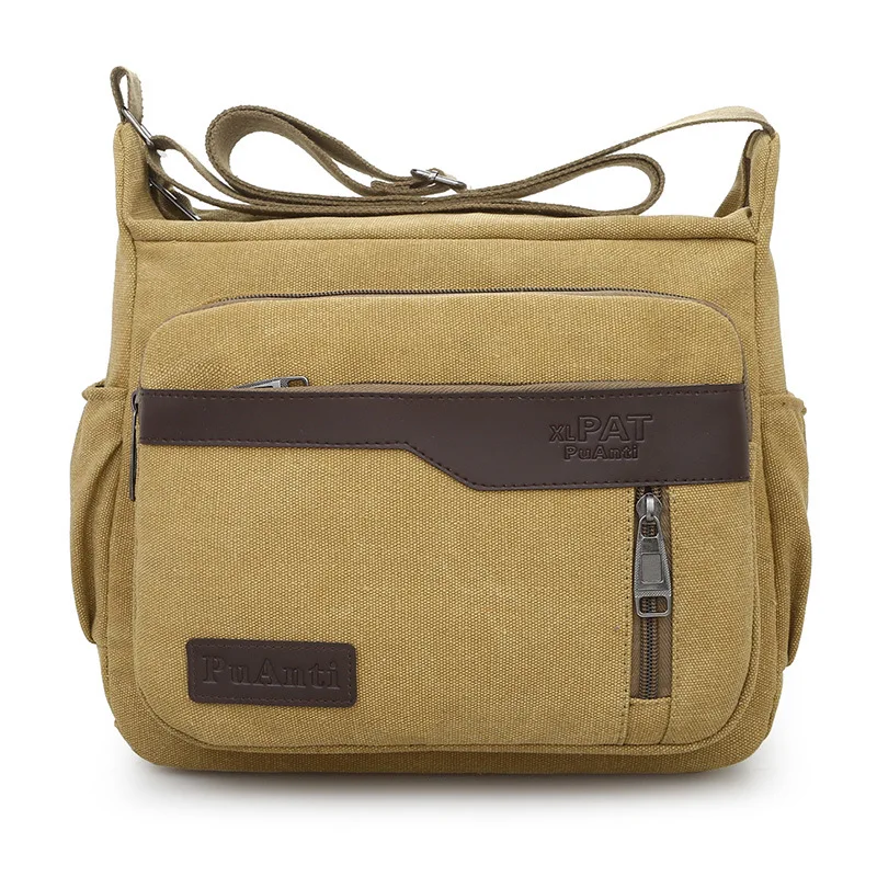 

New Style Korean-style Canvas Bag Men's Business One-Shoulder Retro Shoulder Bag Computer Bag Students Shoulder School Bag Large