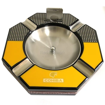 

Cohiba Creative Square Detachable Bowl Antislip Cutter 4 Cigars Holder Metal 4 Slots Cigarette Cigar For Home&Office Ashtray