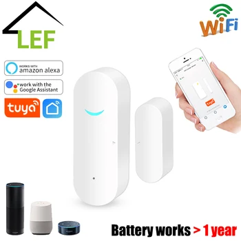 

Tuya Smart WiFi Door Sensor Door Open / Closed Detectors Wifi Home Alarm Compatible With Alexa Google Home Tuya APP