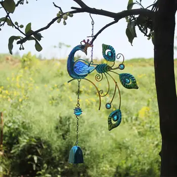 

Exquisite Colorful Peacock Shape Hanging Pendant Metal Bell Wind Chimes Indoor Outdoor Balcony Garden Door Decoration Crafts