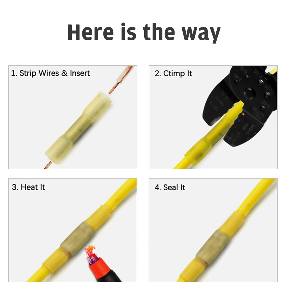 Anpro 200 шт. водонепроницаемый термоусадочный стыковой соединитель Электрический провод Кабельный соединитель обжимные клеммы Разъемы AWG 22-10 комплект