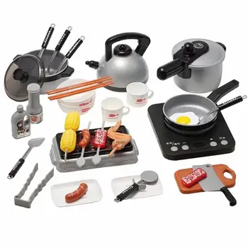 

Funny Plastic Baby Kids Play House Toy ABS Environmentally Friendly Plastics Kitchen Utensils Cooking Pot Pan Cookware