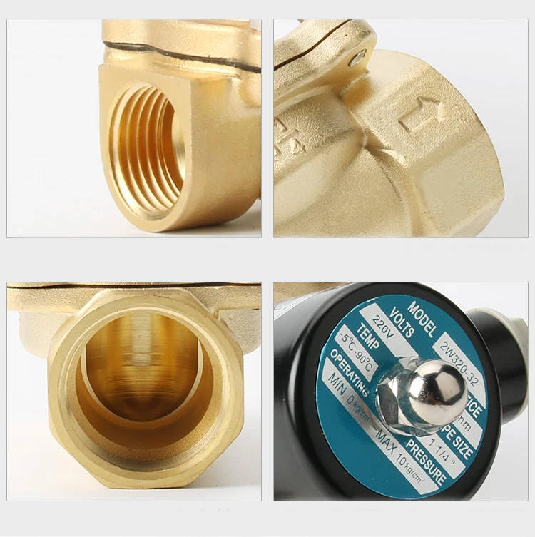 Non Hot 3/4"1" 1-1/4"1-1/2" 2" Solenoid Valve Water Air Oil Brass Normally Closed Electric 220v 12v 110v 24v For Long-time Worki