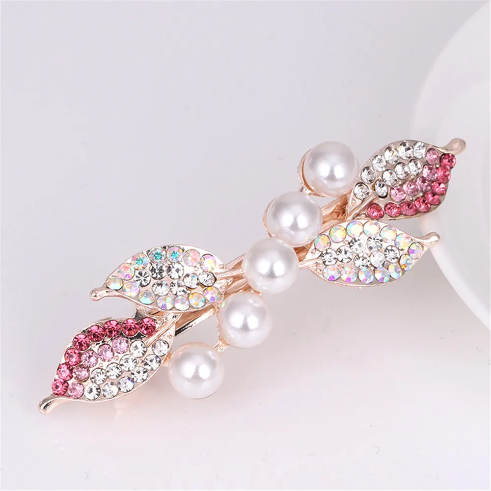 Mode Kristall Haarnadeln Für Frauen Pailletten Rose Blume Haar Bögen Mit Clips Strass Haar Barrettes Haar Zubehör – Detail 6