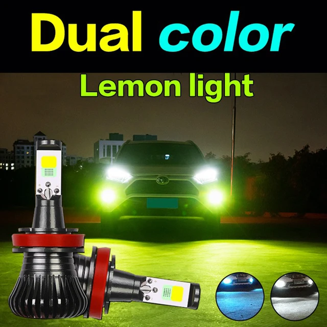 2pcs H4 LED Dual Color Car Lights H8 H9 H11 H7 H3 H1 HB3 HB4 LED Headlight  Bulb Car Fog Lamp DRL White Yellow Blue Ice blue