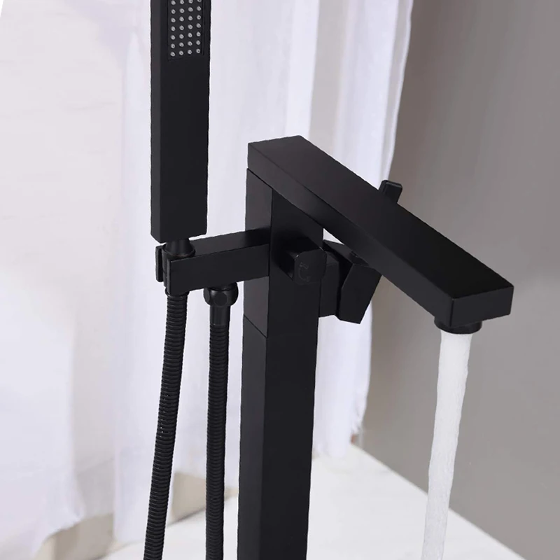 Luxury Matte Black Bathtub Faucet Freestanding Bathroom Tub Faucet 6 Types Spout Floor Mounted Bath Shower Mixer Tap for bathtub faucet