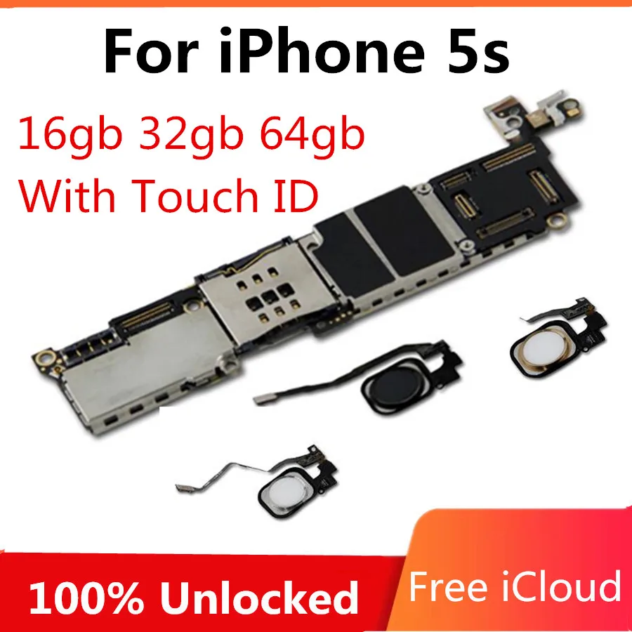 Для iPhone 5S материнская плата разблокированная материнская плата с/без Touch ID 16 ГБ 32 ГБ 64 Гб материнская плата для iPhone 5S с системой IOS