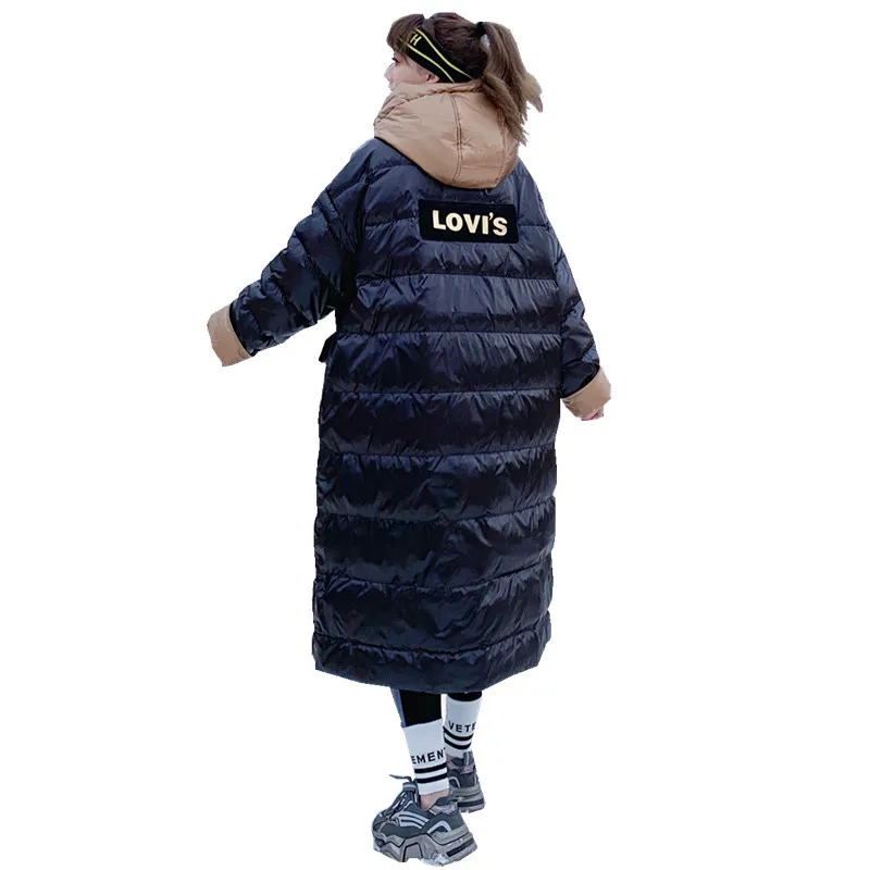

New winter slimming temperament plus long over the knee down jacket for women thin warm white eiderdown coat