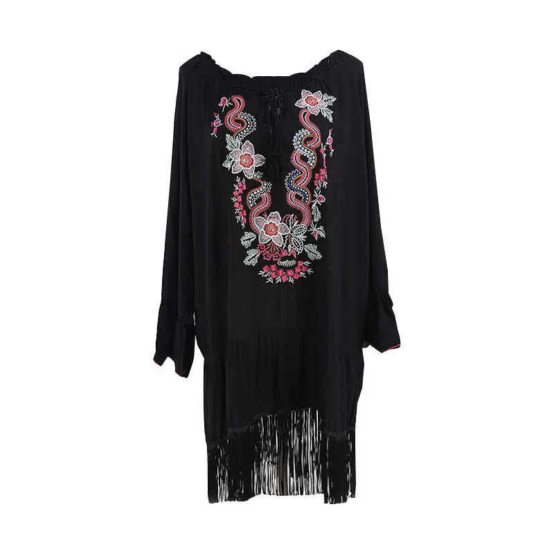 Embroidered Kaftan Beach Dress Cotton Tunic Women Plus Size Summer Beachwear Maxi Dress Robe de plage Embroidered Kaftan Beach Dress Cotton Tunic Women Plus Size Summer Beachwear Maxi Dress Robe de plage