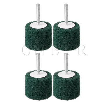 

CNBTR 4pcs Green Scouring Pad Grinding Heads Wheel Polishing with Metal Handle