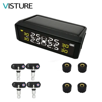 

Car Tire Pressure Alarm Monitor System Solar TPMS Display 4 Internal /External Sensor Temperature Warning Visture New S05N/S05W