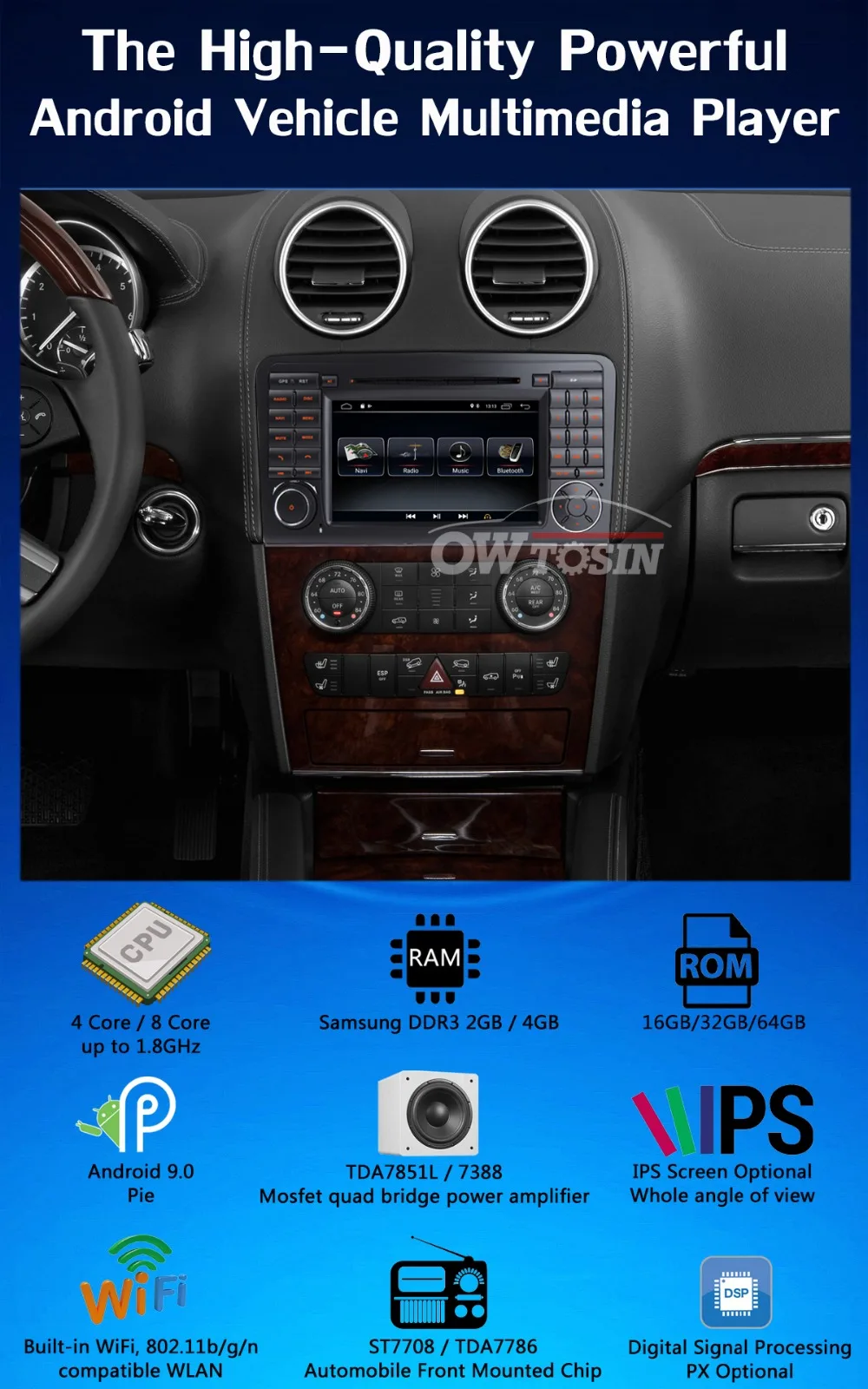 Discount 7" Android 9.0 PX6 4GB+64GB Car DVD Multimedia Player For Mercedes Benz GL ML Class W164 ML300 ML320 ML350 ML450 X164 Radio GPS 2