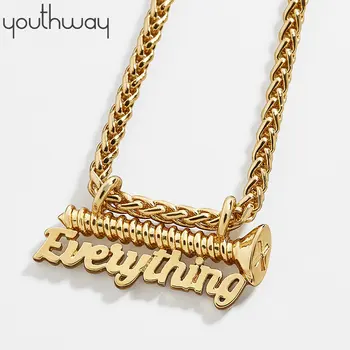 

Ins Hot Unisex Letters EVERYTHING Necklace Unique Design Screw Letter Choker Necklace Metal Jewelry