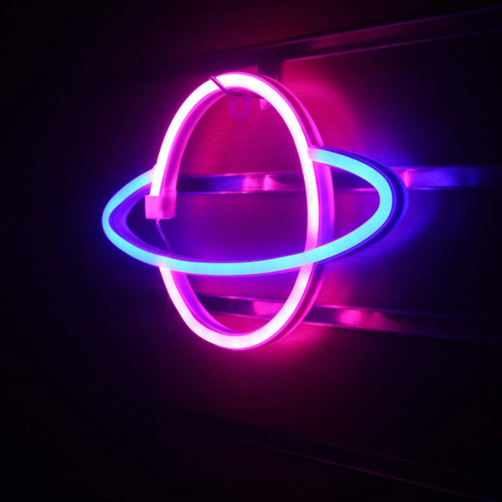 LED Neon Sign Lamp Universe Panel Wall Light Battery Powered  Hanging Wall Light For Home Party Room Bar Lighting Decoration e