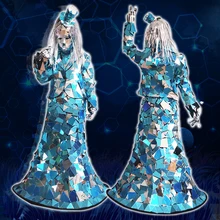 Mirror Ds Costumes Women Top Skirts Suit Nightclub Personalized Custom Bar Mirror Performance Clothing Festival Outfit DN4564