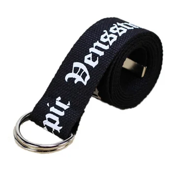 

Fashion Neutral Nylon Canvas Belt Printing Thailand D Ring Double Buckle Student Belt
