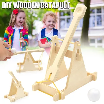 

Wooden Stones Throwing Stand Model Ancient Science Experiment Children DIY Assembly Toy YH-17