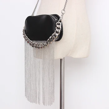 

Korea Pu Leather Black Min-bag Tassels Split Long Wide Belt Personality Women New Fashion Tide All-match Spring 2020 1N938