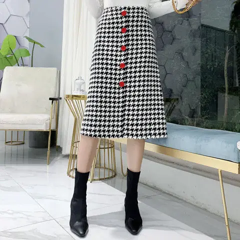 Heydress осенние корейские клетчатые женские повседневные юбки женские Harajuku прямые юбки с высокой талией женские винтажные длинные юбки