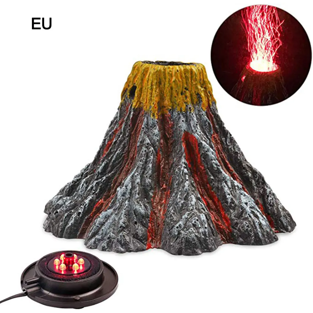 Comprar Acuario volcán ornamental luz noche Kit Air Bubbler decoraciones de escritorio para pecera acuario Bubbler regalos con luz LED O8