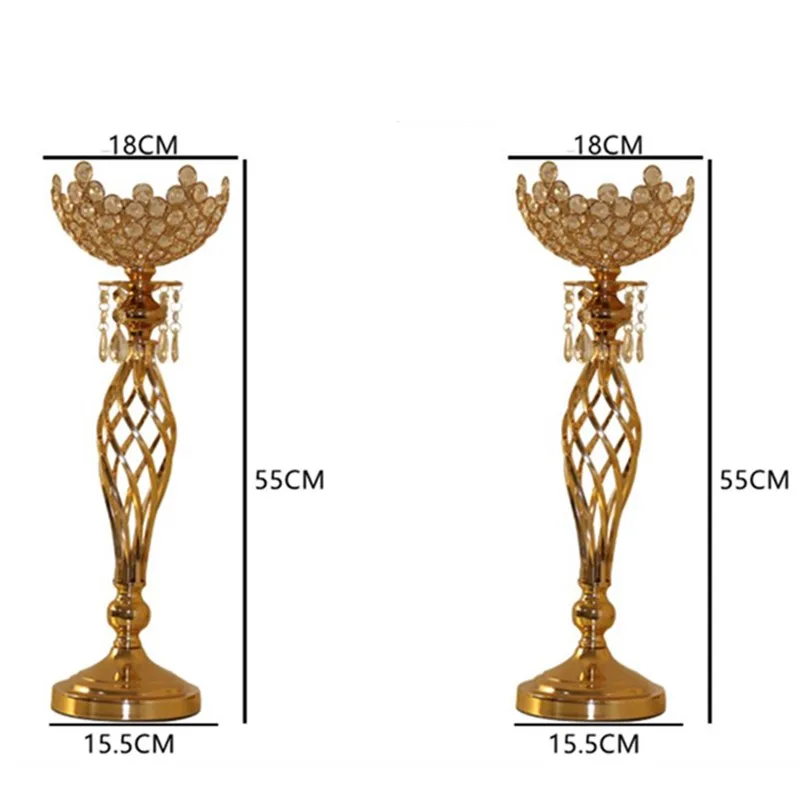 Европейский стиль подсвечник домашний свадебный фестиваль ремесла украшения выдалбливают Романтический кристалл металлический обеденный стол положить штук - Цвет: 55cm 2pcs