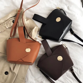 

PU Leather Women's Fashion Luxury Retro Shoulder Bucket Bag Simple