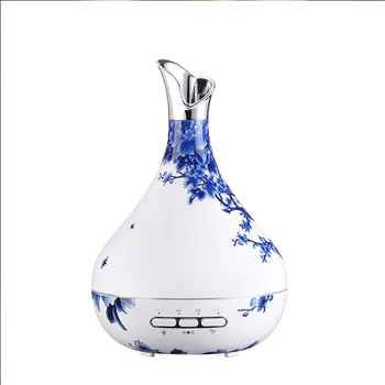 

300ml blue and white porcelain Aroma Essential Oil Diffuser Ultrasonic Air Humidifier LED Light purifier for Office Home Bedroom