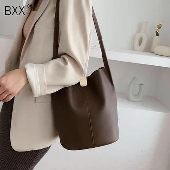 

[BXX] High Capacity Shoulder Bucket Bags For Women 2020 Autumn Solid Color Female Brand Designer Handbags Travel Lady Bags HI956
