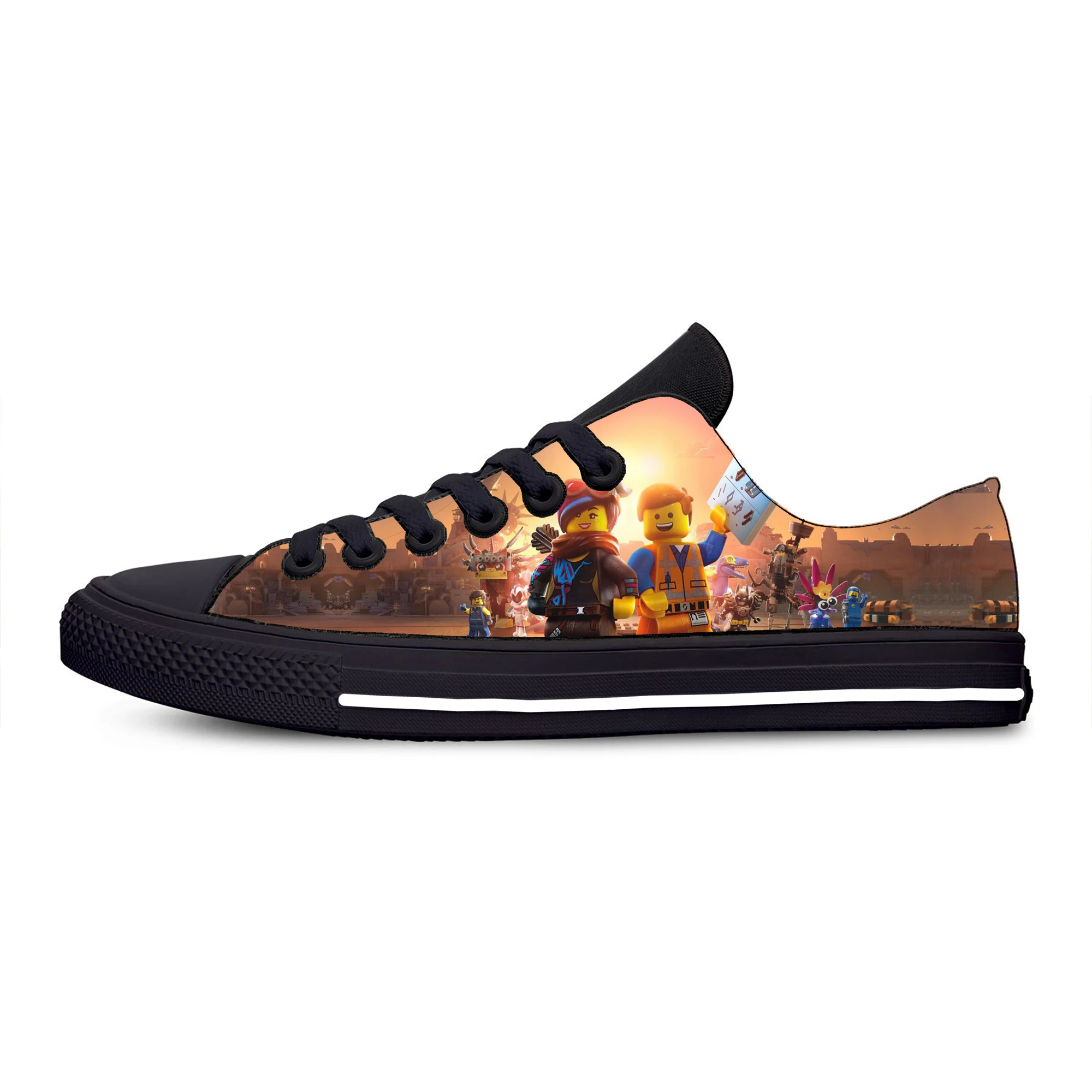 

2019 Hot Cool Fashion Casual Canvas Shoes Lace Up Breathable Lightweight Sneakers 3D Print Cartoon For Men Women The Lego Movie