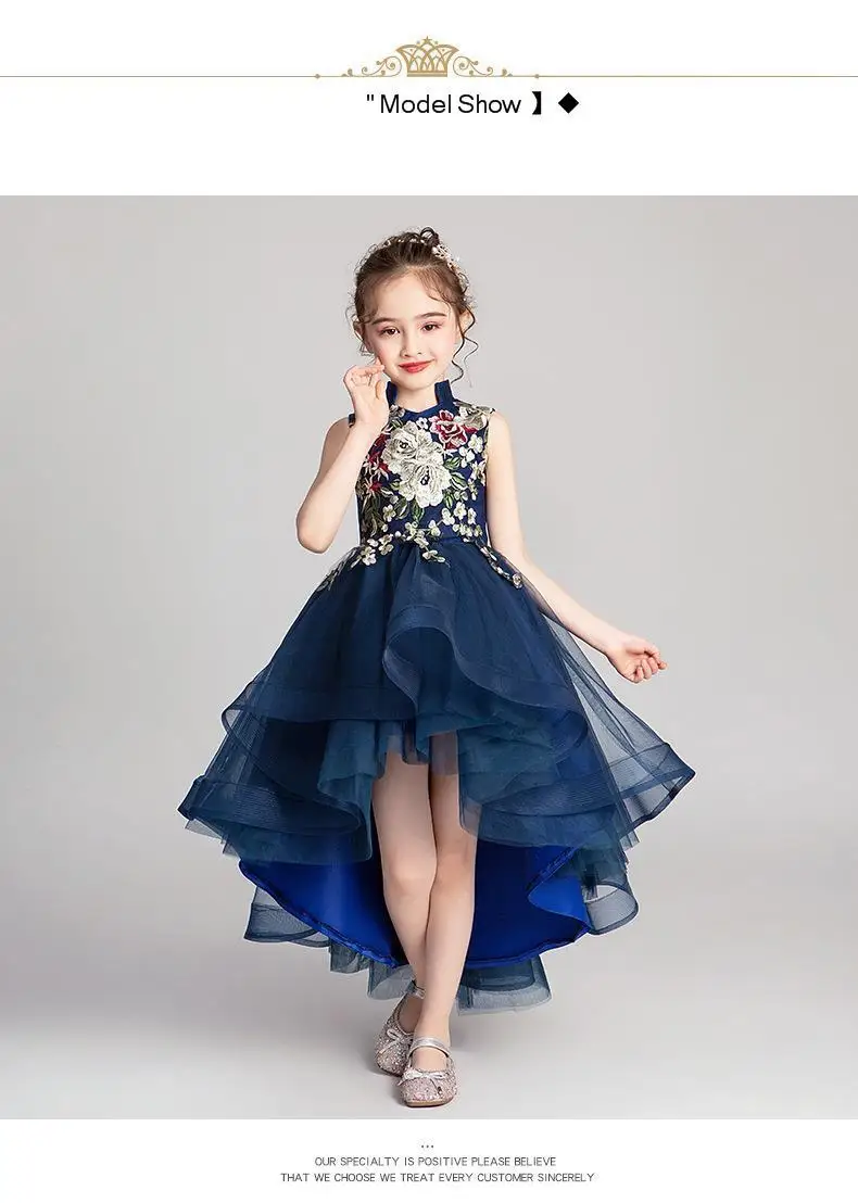 Mingli Tengda/голубое платье с цветочным узором для девочек отличное платье принцессы для детей с высоким подъемом Детские платья с аппликацией