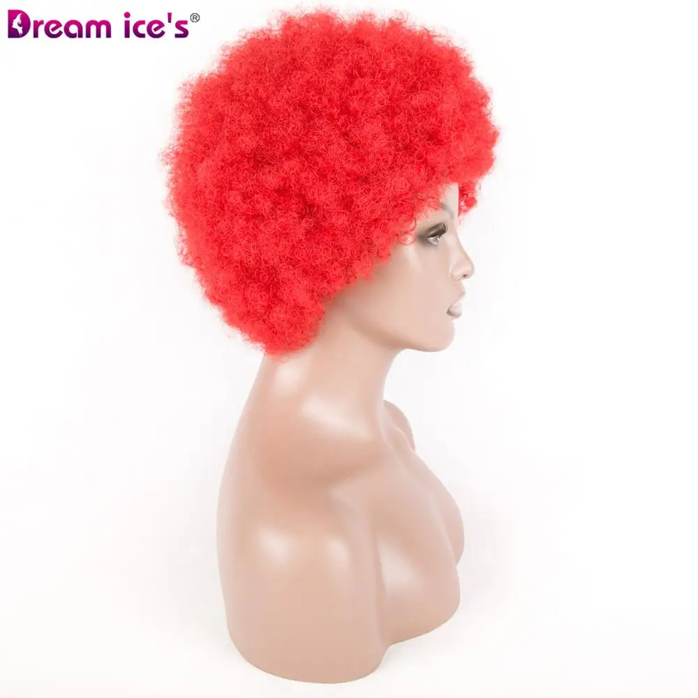 Короткие Надувные вьющиеся парики афро-американские парики для черных женщин красные синтетические термостойкие парики с челкой