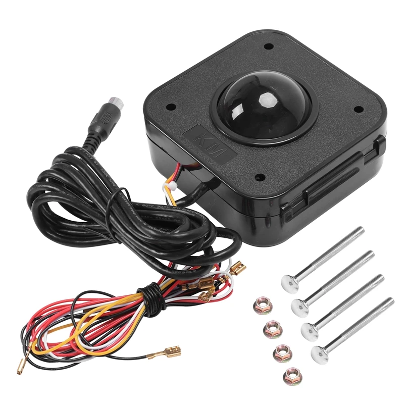 Arcade Game LED Trackball Wired Mouse Durable Stable Non-Slip, Machine Illuminated Lighted Round Connector High Sensitivity Acce