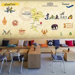 3d фото обои Таиланд стиль сад слон росписи кафе чай магазин обои Гостиная диван обои