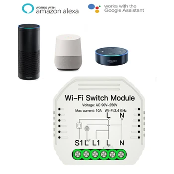 

2 Way Mini Wifi Smart Light Switch Diy Module Smart Life/Tuya APP Wireless Remote Control Works with Alexa Echo Google Home