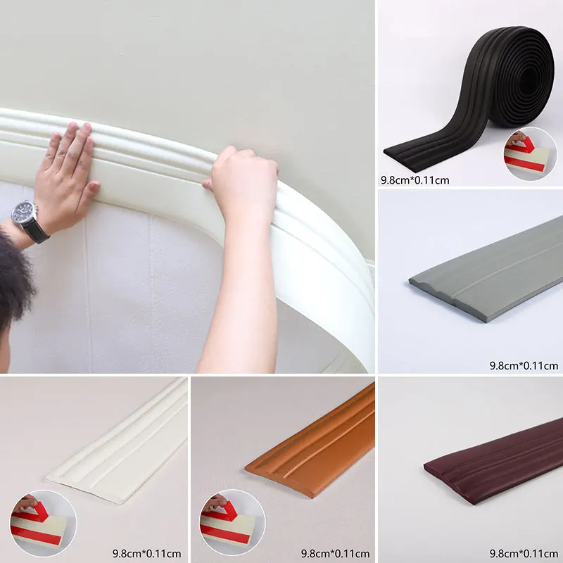 1Pc Self-Adhesive Skirting Line Flexible Foam Molding Trim 3D Decorative Wall Border Waterproof And Antifouling Home Decor | Дом и сад