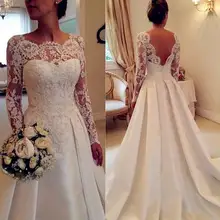 

cheap wedding dresses long sleeve vestido de noiva festa longo backless robe de mariee mariage lace Wedding Dress Bridal Gown