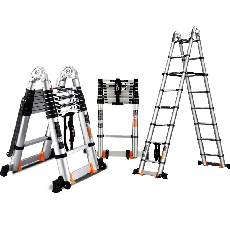 Portable Telescopic Aluminum Alloy Extension Ladder Multifunctional Folding Household Great Helper for Both Indoor Use and Outdoor Activities,5.9meters 