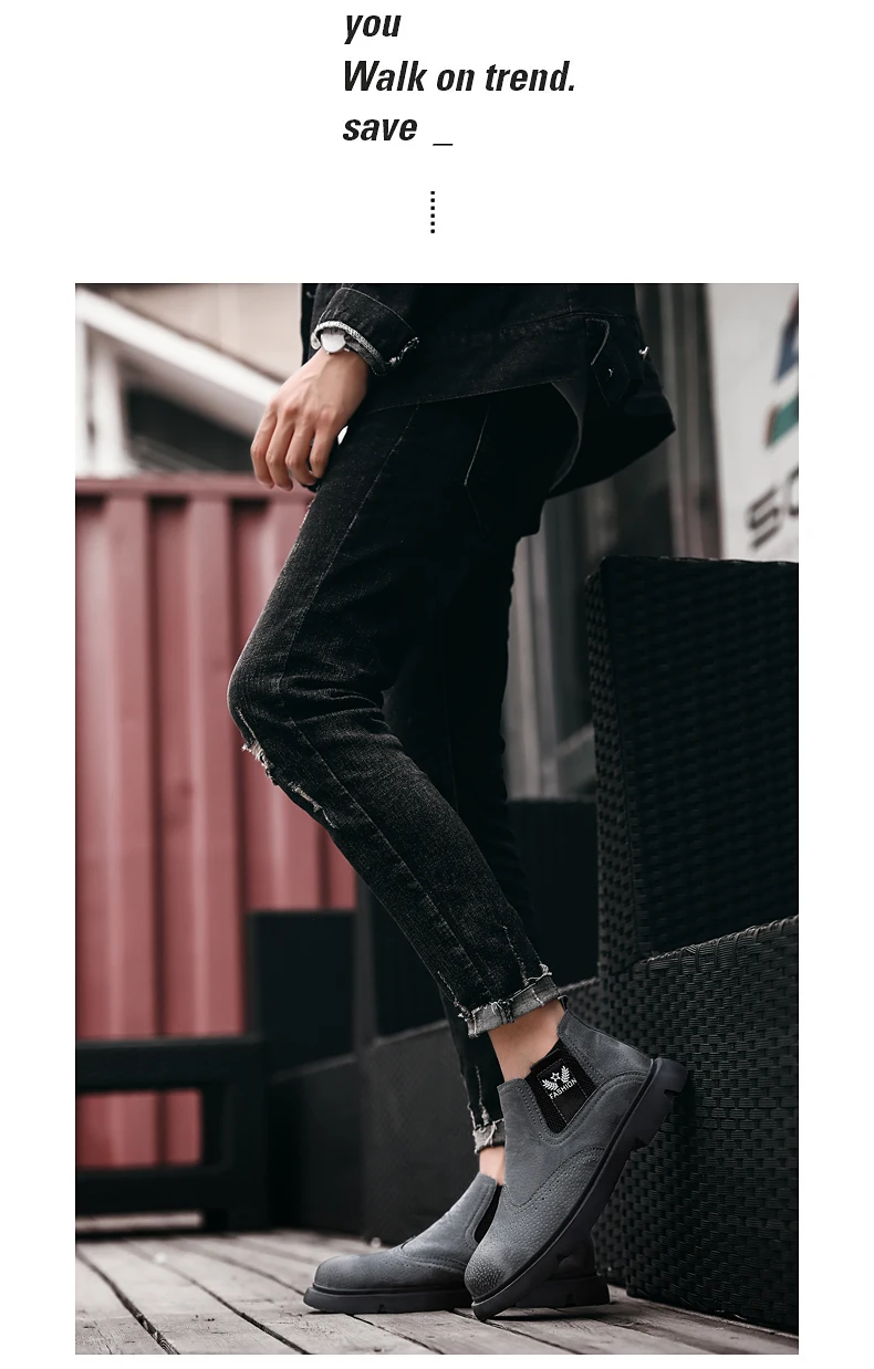Mens Brogue Boots Large Size 39-48 Men Fashion Casual Sneakers Brown Cow Suede Autumn Winter Men's Shoes British Boots Ankle