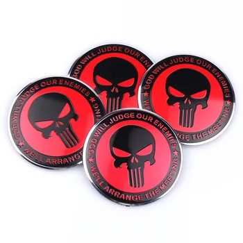 

4pcs Punisher 56mm Car Steering Tire Wheel Center Car Sticker Hub Cap Emblem Badge Decal Symbol for Opel Renault Mazda BMW AUDI