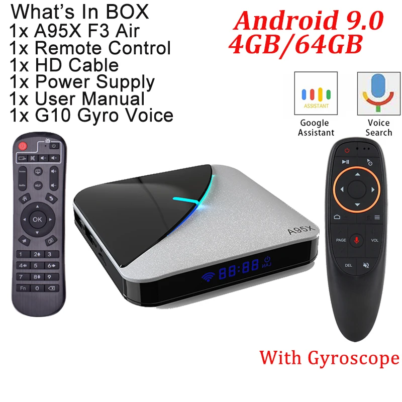 4G 64G With G10 A95X F3 Air RGB светильник Smart tv Box Android 9,0 Amlogic S905X3 4 Гб 64 Гб Wifi 4K 60 кадров в секунду медиаплеер 2 Гб 16 Гб телеприставка - Цвет: 4G 64G With G10