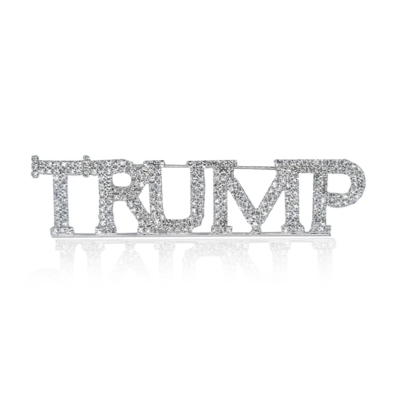 

Blingbling Big Size of Crystal "TRUMP" Word Brooch Pin Luxury Handmade Jewelry