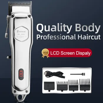 

Powerful Hair Clipper Professional Men's Electric Hair Trimmer Kit Rechargeable Clippers Barber Haircut Machine LED Hair Cutter